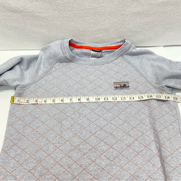 Patagonia Women's Light Gray Quilted Small Sweatshirt Orange Stitching Casual - Picture 5 of 10